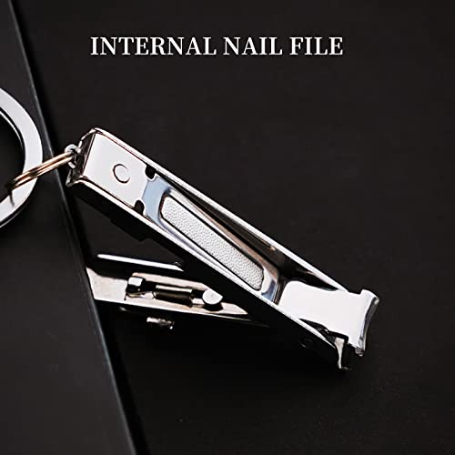 munkees Ultra-Thin Nail Clippers Keychain, Mini Foldable Nail Cutter with Key Ring, Small Portable Stainless Steel Pocket Manicure Set for Travel, Camping, & Outdoors (1-Pack)