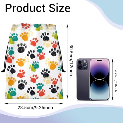 Gymnastics Grip Bag Lightweight Small Drawstring Grip Bags for Gymnasts - color: Animal Paws-multi