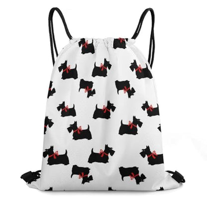 Water Resistant Drawstring Backpack Gym String Bag with Compartment for Yoga Swimming Beach Sports Unisex, Scottie Dog Funny Pattern Bags - color: Picture (35)