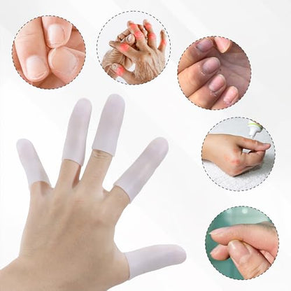 Gel Finger Cots, 20 Pcs Silicone Finger Protectors, Finger Tips Protection, Finger Protector Support, Thumb Protection, Finger Sleeves for Hand Eczema, Finger Cracking Arthritis
