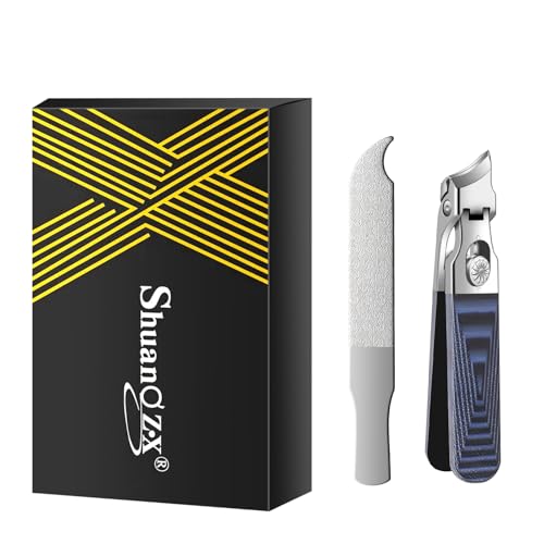 Wide Jaw Opening Anti-Splash Nail Clipper, Eagle Beak Beveled Nail Clippers，G10 Long Handle Angled Head Toenail Clippers for Thick Nails (Straight Blue B) - color: Straight Blue B
