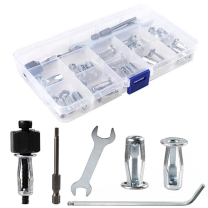 M4 Jack Nuts with Installation Tool Threaded Insert Petal Nuts Expansion Nutserts Hollow Wall Anchors for Thin Soft Wall Plastic Polywood Pressboard Hardboard