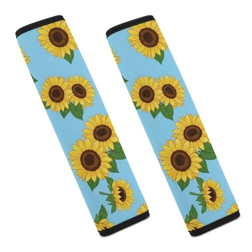 2 Pack Universal Fit Seat Belt Cover for Child, Stroller Pushchair High Chair, Beautiful Sunflower Automotive Seat Belt Protector, Pressure Relief - color: Pattern 242