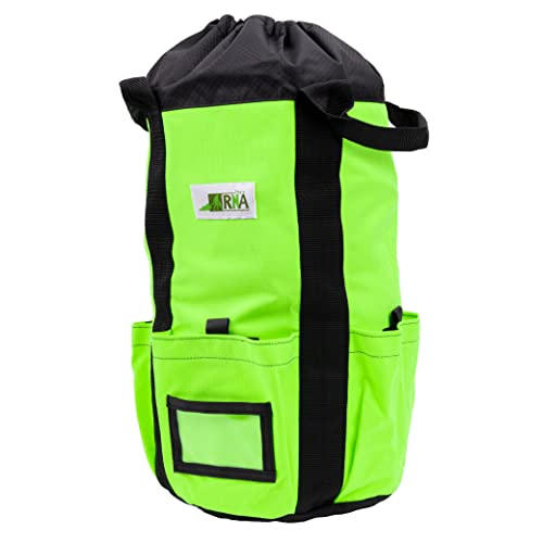 Rock-N-Rescue Arbor Rope Storage Bag - Rock and Tree Climbing Equipment, Arborist Gear, Bucket Style Backpack, Waterproof Nylon Material, Neon Green, 150' - color: Neon Green, size: 150'