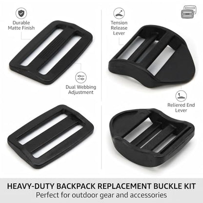 Ladder Lock Tri Glide Slide - Adjustable Strap Clips for Backpack/Gear Straps - Fits 3/4",1",1-1/4",1-1/2",2" Webbing - color: 10-pack for 1" Webbing