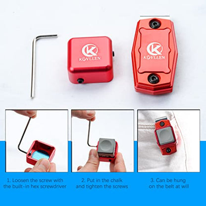 KONLLEN Magnetic Pool Chalk Holder Aluminum Alloy Belt Clip | Portable design, durable metal construction, quick access,metal cue chalk case for pool, snooker and carom - color: Red