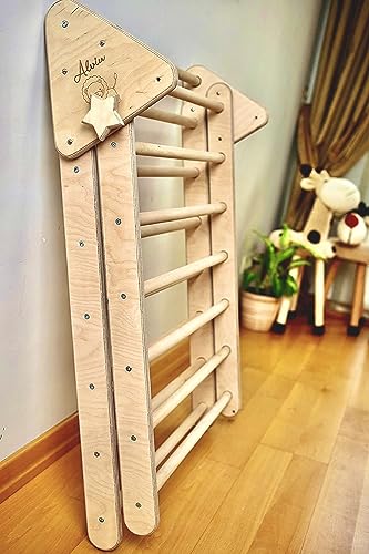 Montessori Wooden Climbing Triangle for Kids | Foldable Indoor Climbing Frame for Children & Toddlers | Wooden Playground Equipment (XLarge) - style: XLarge