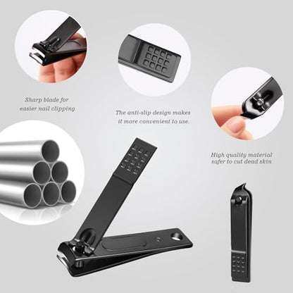 Manicure Pedicure Set Personal Care Nail Clipper Kit 7 PCS Manicure and Pedicure Kit Nail Care Kit for Men Suitable for Travel(Black) Present for Men Husband Boyfriend Parent - color: black