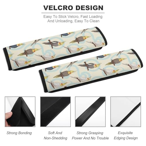 Universal Soft and Comfortable Car Seat Straps Shoulder Pads for Girls and Boys, Most Cars, 1 Pair Parrot Bird Cute Harness Pads Strap Comfortable Driving - color: Pattern 855
