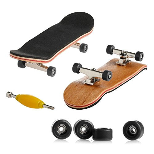 Mini Maple Wooden Pro Fingerboards, Finger Skateboard Toy Set -1 Pack (Black) - color: Black
