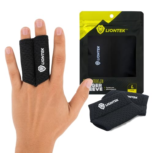 LIONTEK Double Flow Finger Sleeve V3 Pair — Joint Support & Compression for Activity, BJJ, Fitness, Volleyball, Basketball, and More (Large) - size: Large
