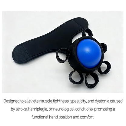 Anti Spasticity Hand Splint with Training Ball - Strap With Adjustable Finger Size,Orthosis Brace for Stroke Recovery, Spasm & Hemiplegia Rehabilitation for Adults - Hand Therapy Equipment for Functional Impairment