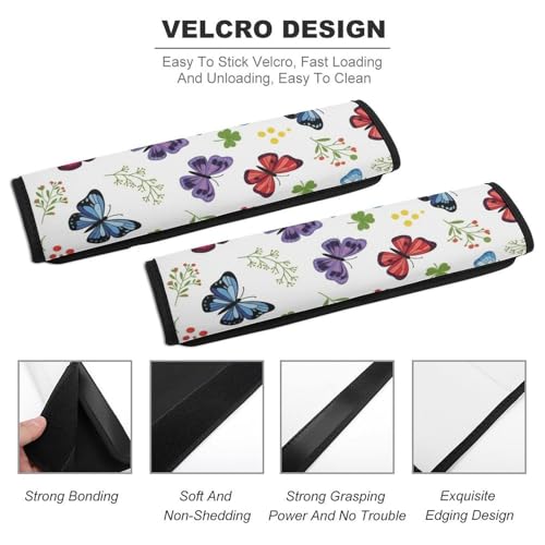 2PCS Watercolor Butterfly Seat Belt Cover Breathable Seat Belt Cushion for Adults and Children, All Vehicles, Comfortable Driving - color: Pattern 837