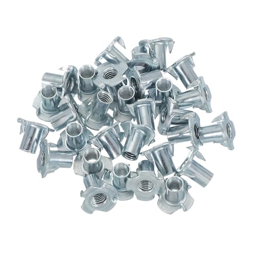 PATIKIL M8 T-Nuts, 30 Pcs Zinc Plated Steel 4-Pronged Tee Blind Nut 14 mm Length Four-jaw t Nuts Threaded Inserts Hardware for Wood Furniture Cabinetry Rock Climbing Holds - size: 14 mm