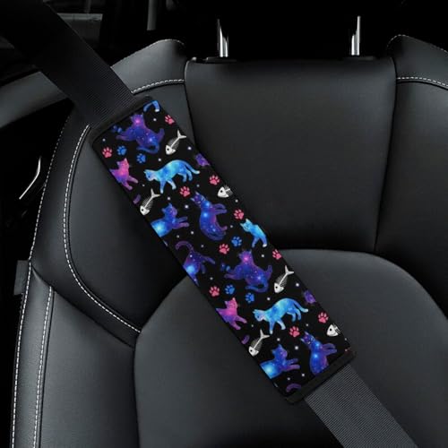 2 Pack Universal Fit Seat Belt Shoulder Pad for Kids, Car Seats Pushchair Strollers High Chair Pushchair, Black Purple Cat Shoulder Protector, Anti-Slip Pad - color: Pattern 802