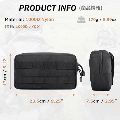 Azarxis Equipment Multi-Purpose Tactical EDC Admin MOLLE Pouch Utility Tools Bag Organizer Military Waist Belt Modular Attachment - color: #01 - Black - 2 Pack