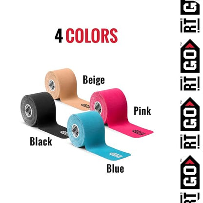 RockTape Go Standard Adhesive Pre-Cut Kinesiology Tape (Blue) - color: Blue, style: STANDARD