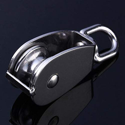 32mm Stainless Steel Single Wheel Pulley Block Lifting Rope M32 and Strong Anti for Hanging Weight Things to Lighten Load with and Skating Lift