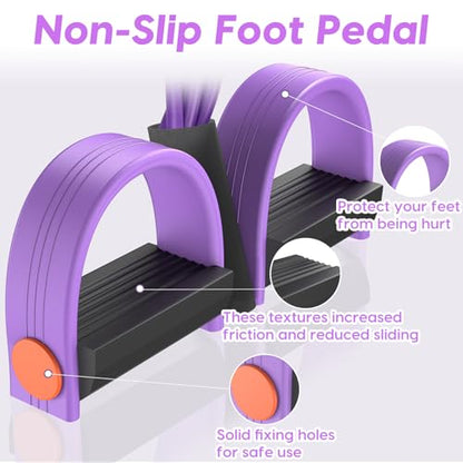 Resistance Bands with Handles, 6-Tube Elastic Pedal Resistance Band for Working Out, Durable Natural Rubber Exercise Bands, Multifunction Exercise Equipment for Abdomen, Waist, Arm, Leg Stretching - color: Purple