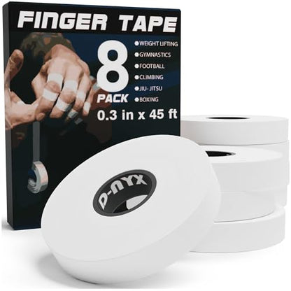 Finger Tape Athletic Sports Wrap, Black or White 0.3 inch or 1.5 inch Rock Climbing BJJ Jiu Jitsu MMA Grappling Martial Arts Volleyball Weight Training Wrestling Hand Tape (White, 0.3 inch)