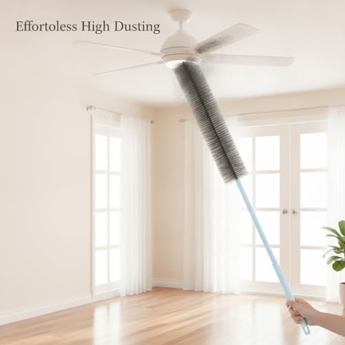 Fan Cleaning Brush, Slim PP Plastic Duster with Long Handle for Ceiling Blades and Tight Gaps, High Dusting Tool from Floor - color: Gray