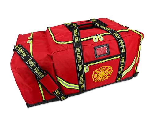 Lightning X Products Fireman Premium 3XL Firefighter Rescue Step-In Turnout Fire Gear Bag With Shoulder Strap & Helmet Pocket (Red) - color: Red