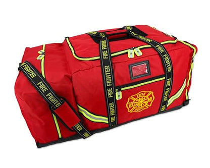 Lightning X Products Fireman Premium 3XL Firefighter Rescue Step-In Turnout Fire Gear Bag With Shoulder Strap & Helmet Pocket (Red) - color: Red