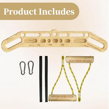 Wooden Hanging Board for Climbing, Multi-Grip Fingerboard for Indoor/Outdoor Fitness Training, Enhances Climbing Power & Grip Strength, Perfect for Adult Fitness Enthusiasts