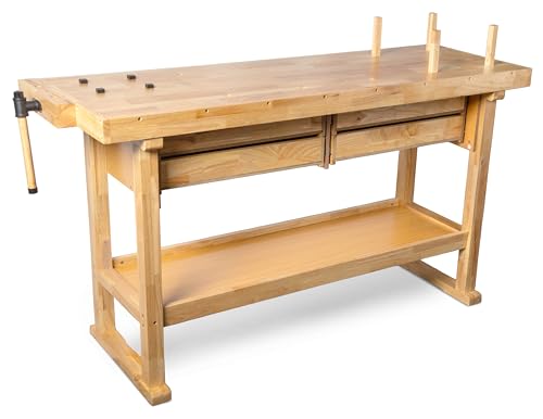 WEN 60-Inch Hardwood Workbench with Four Drawers and Onboard Vise (WB6020) - size: 60-Inch