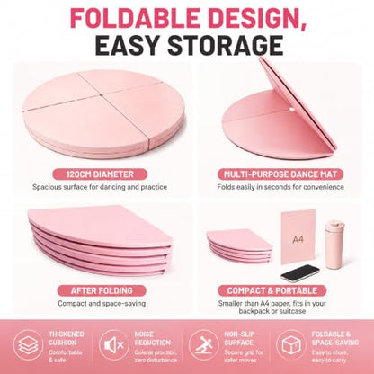 Pole Dance Mat, Folding Pole Crash Mat for Home, PU Leather Skid Proof Covering, Portable Safety Round Dancing Cushion for Home Studio Fitness - size: 120x5cm/47.2x2in