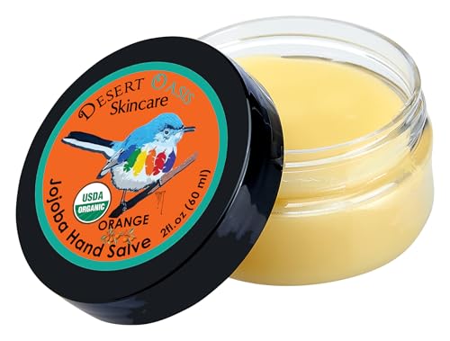 USDA Organic Orange Jojoba Oil Hand Salve for Rich Conditioning (2 oz) | Over 50% Jojoba Oil with Beeswax & Avocado Oil – Rich Conditioning Balm for Dry Hands, Feet & Cuticles 60 g