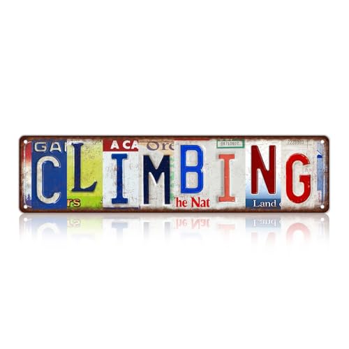 Vintage Sport Metal Tin Signs Climbing Wall Decor | Street Signs for Climbing club 16 x 4 Inches - color: Climbing Sign