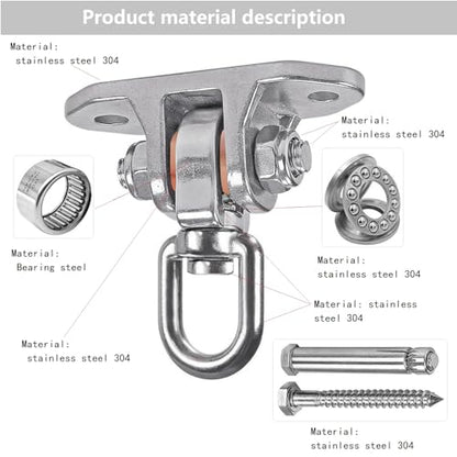 Heavy Duty Swing Hanger Stainless Steel 304 Antirust,1200 lb Capacity 360° Silent Rotation, Playground Porch Swing Set Indoor Outdoor, Patent Design - size: 3.5"