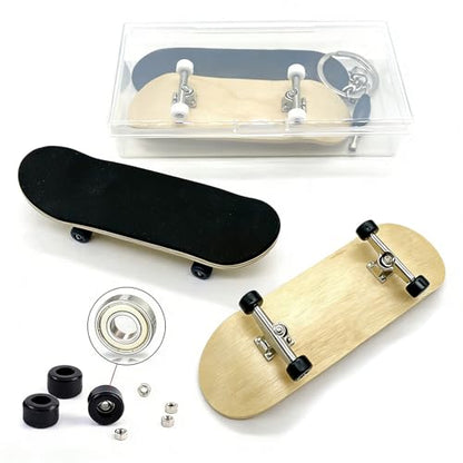 Complete Fingerboard Set - 5-Ply Canadian Maple Deck (100mm x 30mm), Alloy Trucks, Bearing Wheels with ABEC-5, Grip Tape & Accessories | Pro Fingerboard for Tricks - size: 30mm