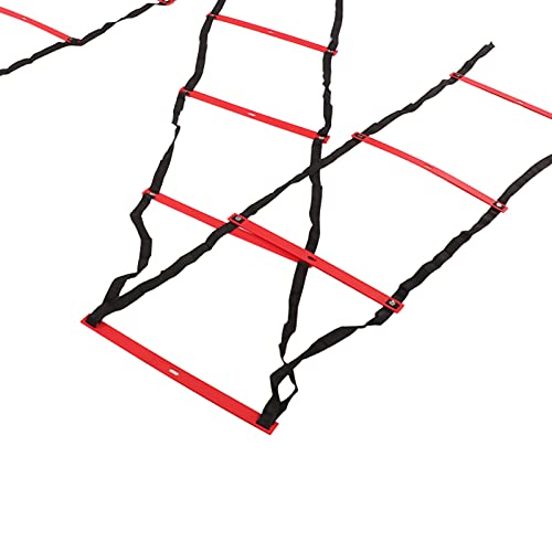 banapoy Agility Ladder, 14 Rung Fixed Distance 7M Speed Ladder, PP Material Training Equipment with Angle Marks and Lightweight Non Slip Design for Soccer Football Fitness Coaches Athletes - color: Red
