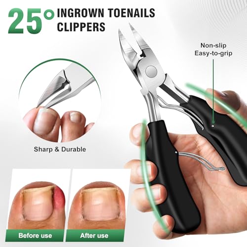 2026 Toenail Clippers for Seniors Thick Toenails 6PCS | Large Angled Head Toe Nail Clippers with Long Handle, Slanted & Wide Opening Ingrown Nail Clippers for Men Women