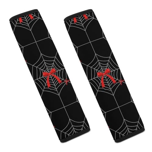 Universal Fit Seat Belt Shoulder Pad for Adult Use, Most Cars, 2 Pack Funny Halloween Spider Web Black and White Harness Pads Strap Pressure Relief - color: Pattern 1172