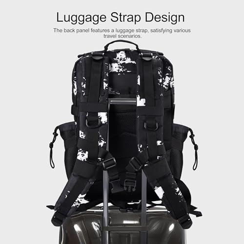 LHI Military Tactical Backpack for Men and Women 45L Army 3 Days Assault Pack Bag Large Rucksack with Shoe Compartment - color: 1.5 Black Lightning