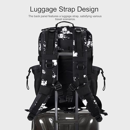LHI Military Tactical Backpack for Men and Women 45L Army 3 Days Assault Pack Bag Large Rucksack with Shoe Compartment - color: 1.5 Black Lightning