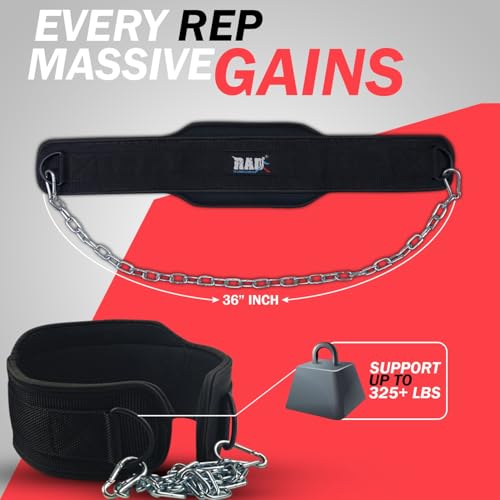 RAD Weighted Dip Belt for Men Comfortable Material Neoprene & Nylon Weight Pullups Squat Belt with Chain Weight Lifting Waist Dipping Belt for Workout