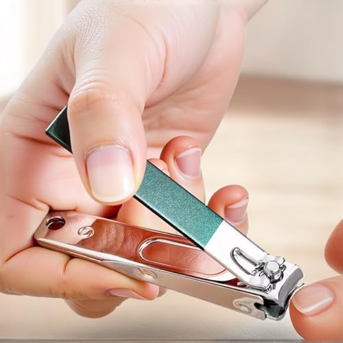 4 Pcs Precision Nail Clippers Set for Men Women Sturdy Stainless Steel Fingernail Toenail Clippers with Glass File - Ideal for Thick Nails and Travel - color: 4 Piece-silver