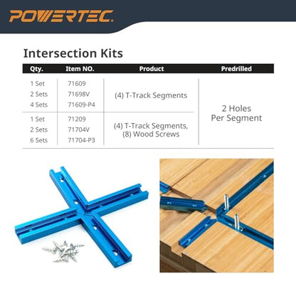 POWERTEC 71158 48 Inch Double-Cut Profile Universal T-Track with Predrilled Mounting Holes, T Track for Woodworking Jigs and Fixtures, Drill Press Table, Router Table, Workbench, 2 Count, Pack of 1 - size: 48" T track, 2PK