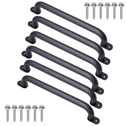 17 Inch Black Playground Handles Indoor Kids Monkey Bar Ladders 6Pcs | Heavy Duty Solid Metal, Non-Slip Matte Black Powder Coating, Comfy Secure Hand Grips for Playset Swing Set Climbing Frame - color: Black-6pack