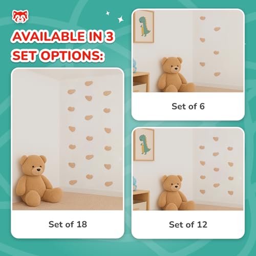 Woodandhearts Indoor Climbing Holds for Kids Wall – Rock Climbing Grips for Indoor Climbing – Repositionable Climbing Holds for Custom Routes & Active Play
