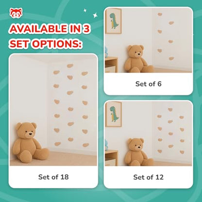 Woodandhearts Indoor Climbing Holds for Kids Wall – Rock Climbing Grips for Indoor Climbing – Repositionable Climbing Holds for Custom Routes & Active Play