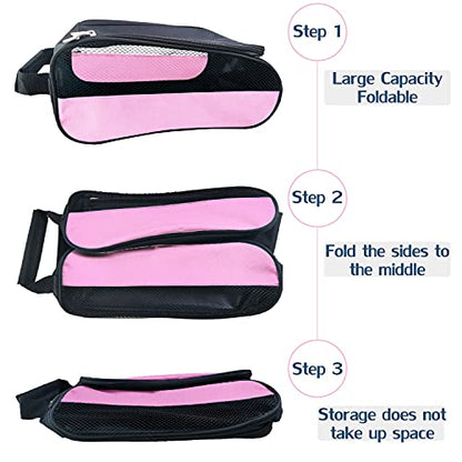 Golf Shoe Bag, Golf Shoes Bags Men/Women Outdoor Zippered Carrier Bags with Ventilation Sport Shoes Bag Travel Shoe Bags (Light Pink) - color: Light Pink