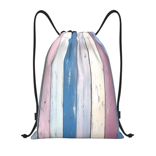 Drawstring Sports Backpacks - Lightweight Swim Gym Bags for Women Men String Sackpack for Beach Travel Yoga(Small, Rainbow Wooden Wall) - color: Rainbow Wooden Wall, size: Small