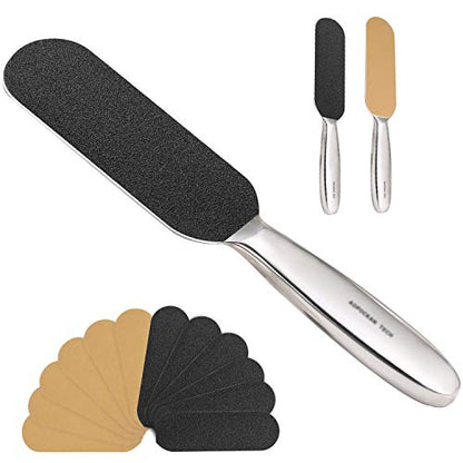 Professional Pedicure Foot File,Coarse/Fine Double Side and Reusable Stainless Steel Cracked Skin Corns Callus Remover Feet Rasp - size: Coarse/Fine Double Side