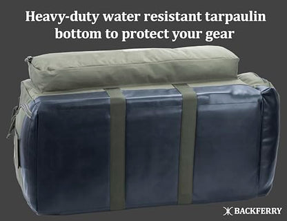 Large Duffle Bag Duffel Pack with Backpack Shoulder Straps and Shoes Compartment 105L for Sports Travel Hunting Camping. - color: Olive Green