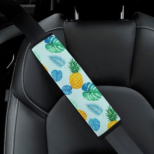 2 Pack Pineapple Banana Leaf Car Seat Belt Pad Soft Padded Seat Belt Cushion for Child, Stroller Pushchair High Chair, Shock Absorption - color: Pattern 256
